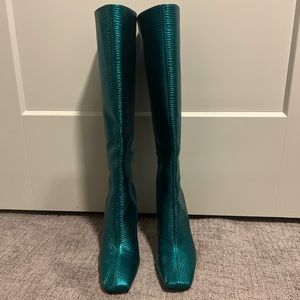 Zara laminated heeled boots
